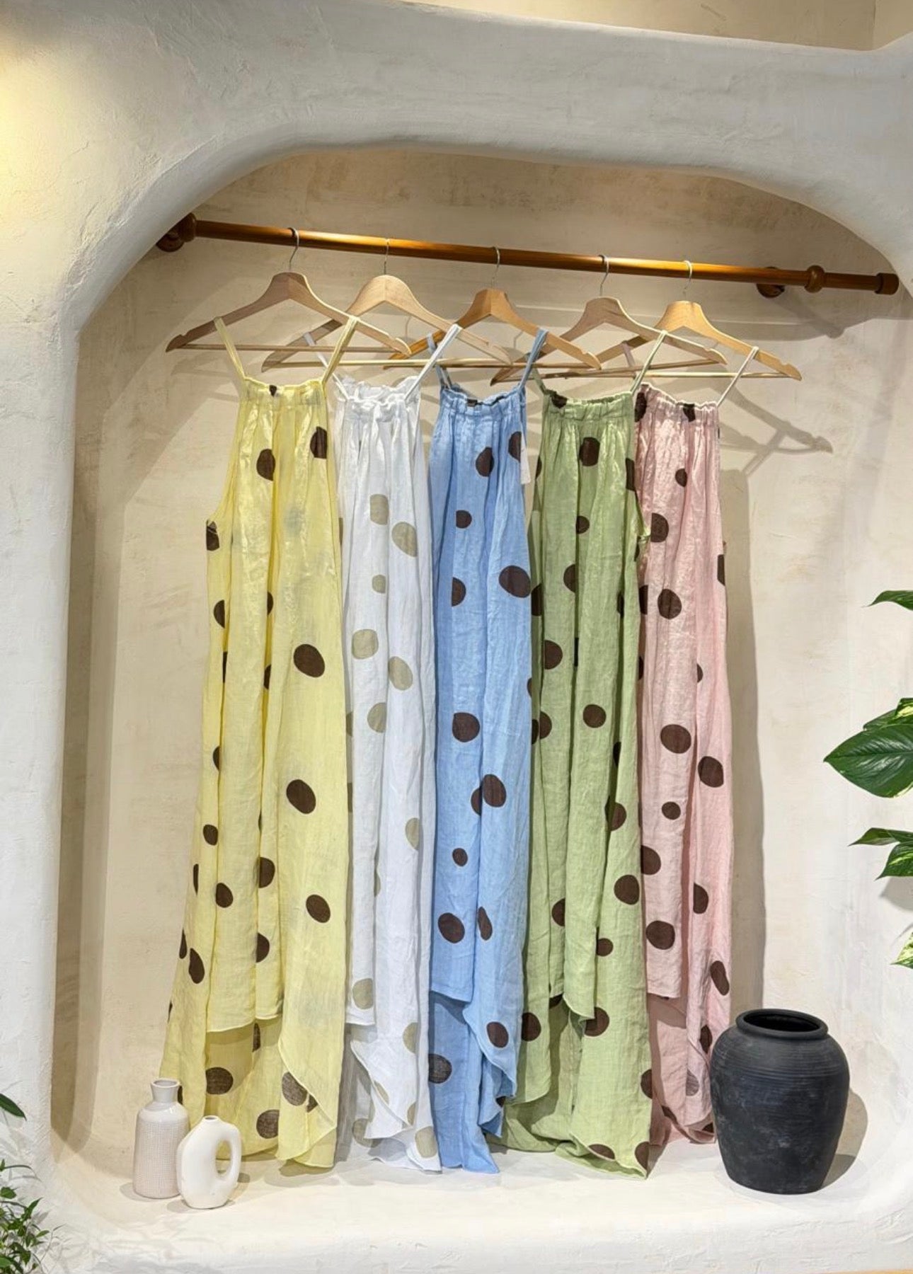 Polka dots Maxi Linen Dress