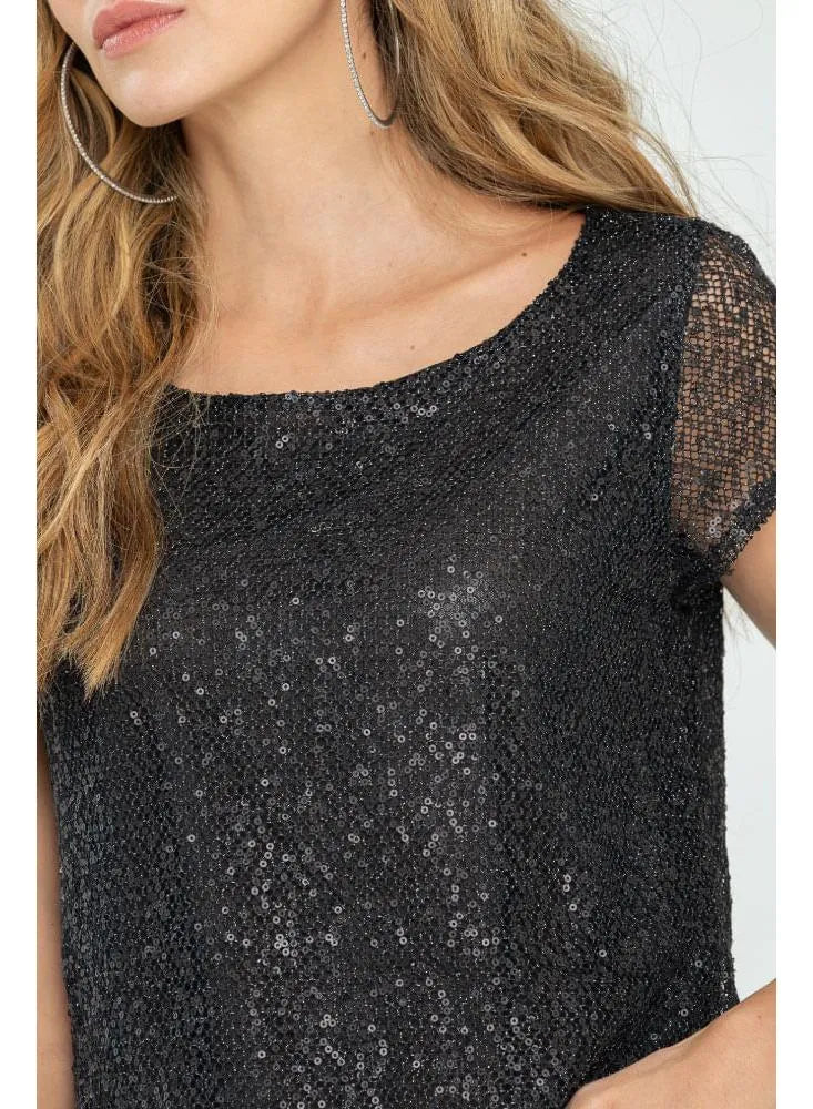Luna Sequin Mesh Top