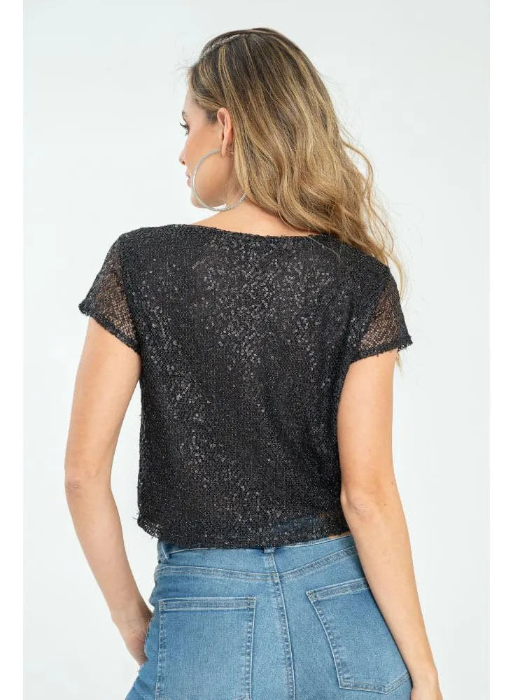 Luna Sequin Mesh Top