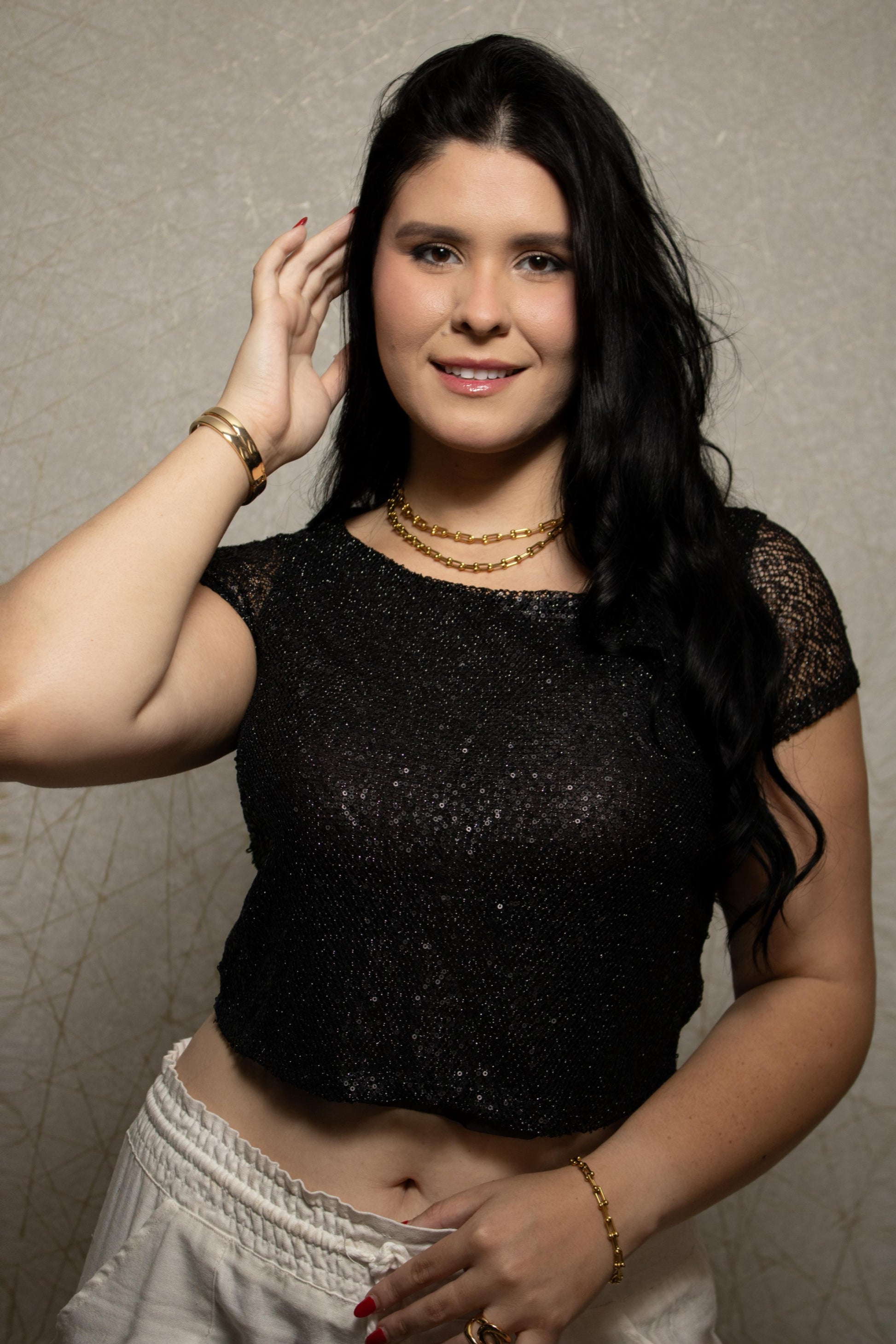 Luna Sequin Mesh Top