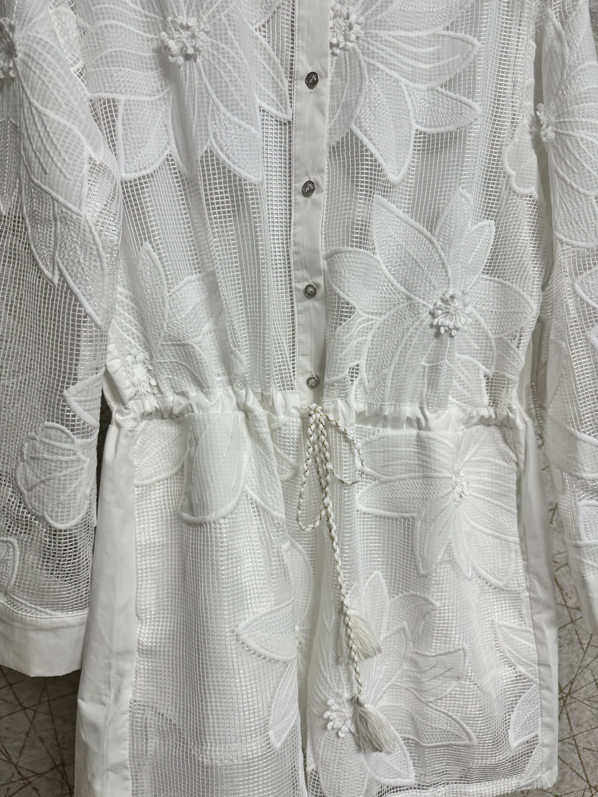 ✨ Floral Lace Shirt Romper