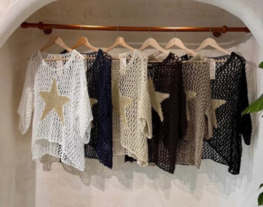 Crochet Golden Star Top - Marca italiana 🇮🇹