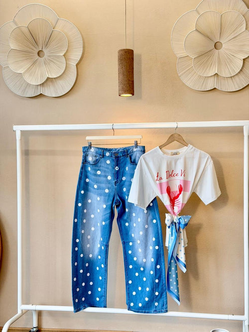 Amalfi Dots Barrel Jeans– Made in Italy 🇮🇹
