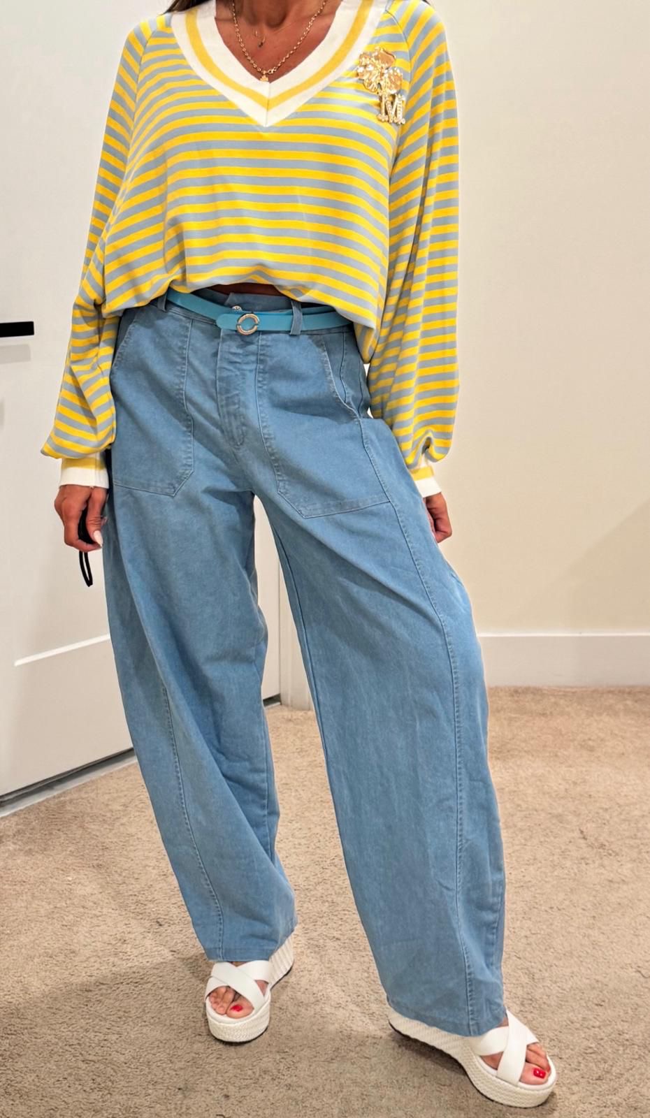 Denim Barrel Capri – Marca Italiana 🇮🇹