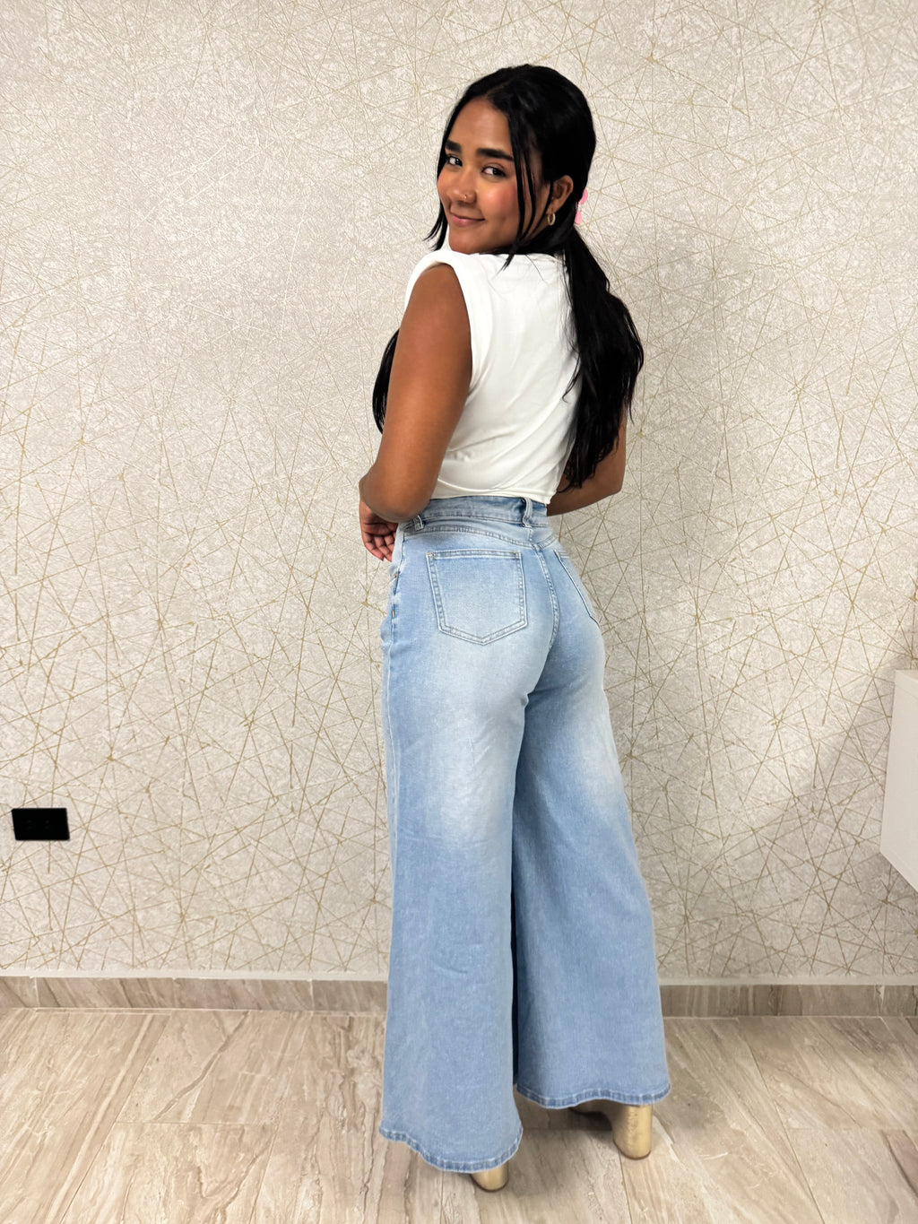 Crystal Denim Palazzo - Marca Italiana 🇮🇹