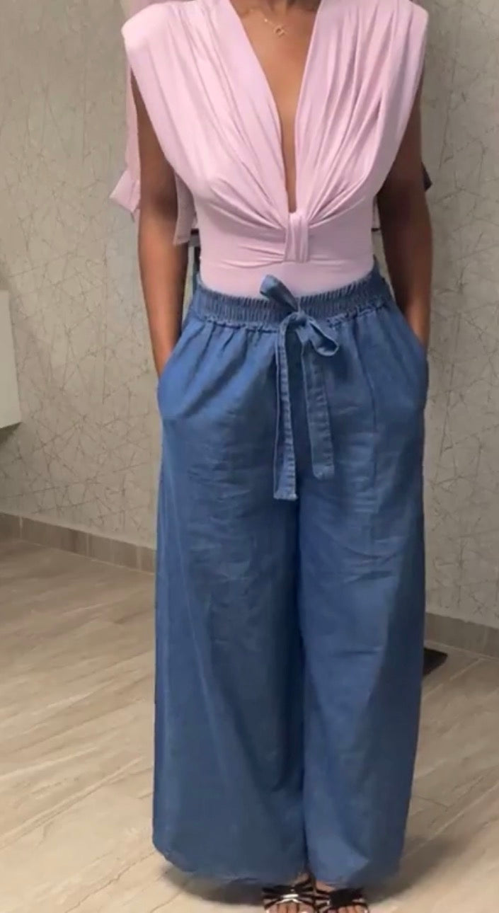 Denim Palazzo Pants - Marca Italiana 🇮🇹