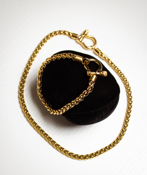 Bold Gold Rope Chain & Bracelet Set