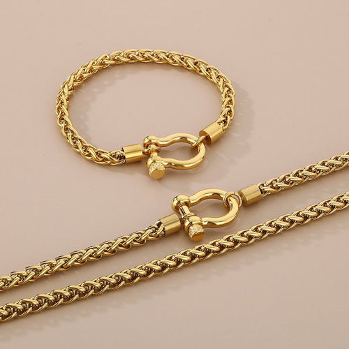 Bold Gold Rope Chain & Bracelet Set