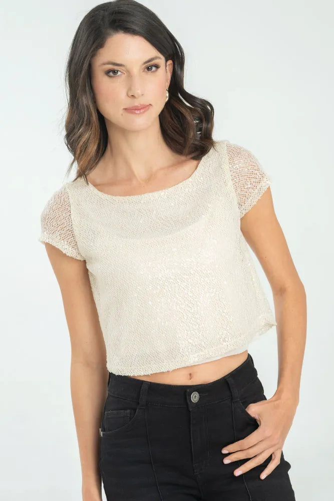 Luna Sequin Mesh Top