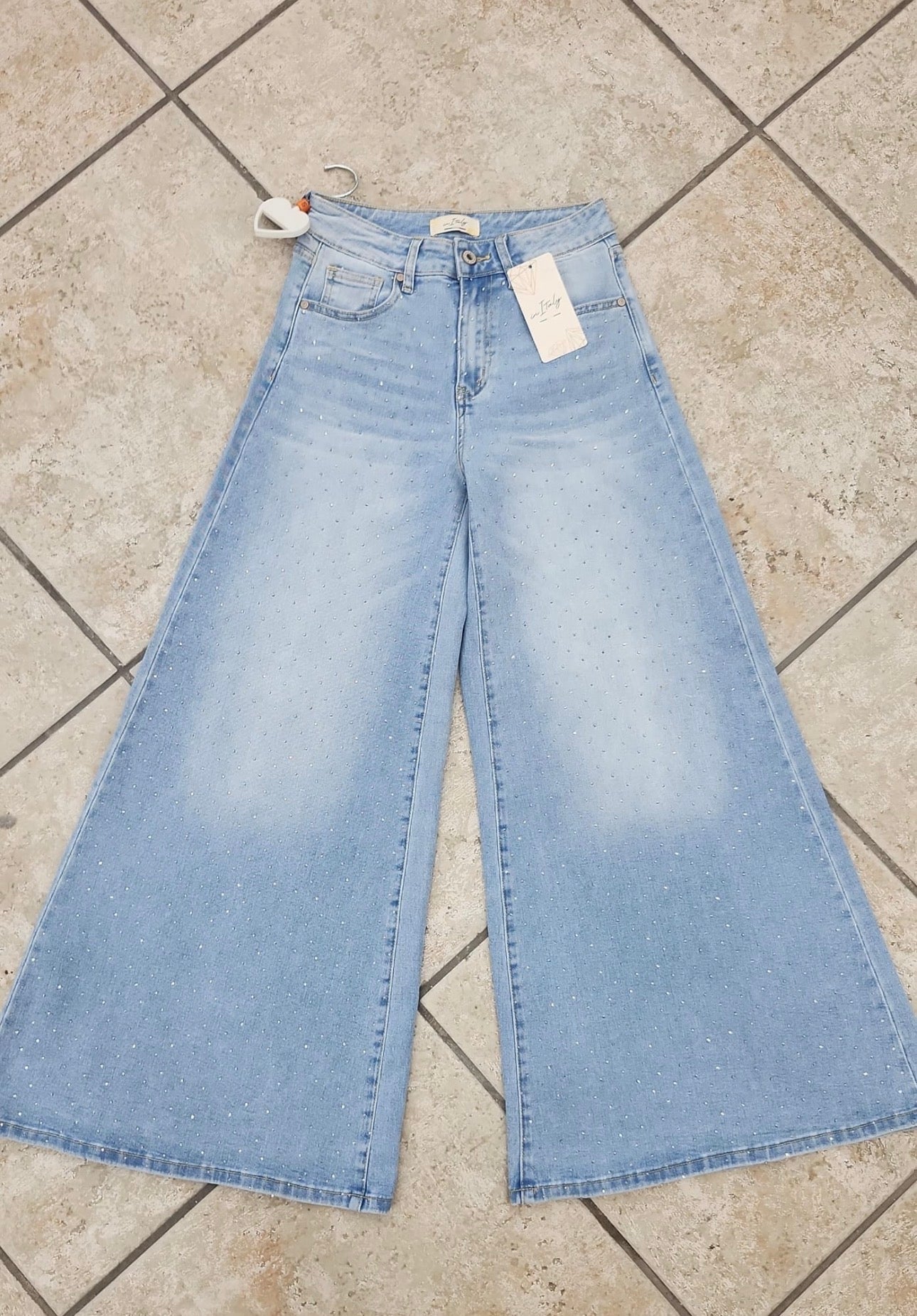 Crystal Denim Palazzo - Marca Italiana 🇮🇹