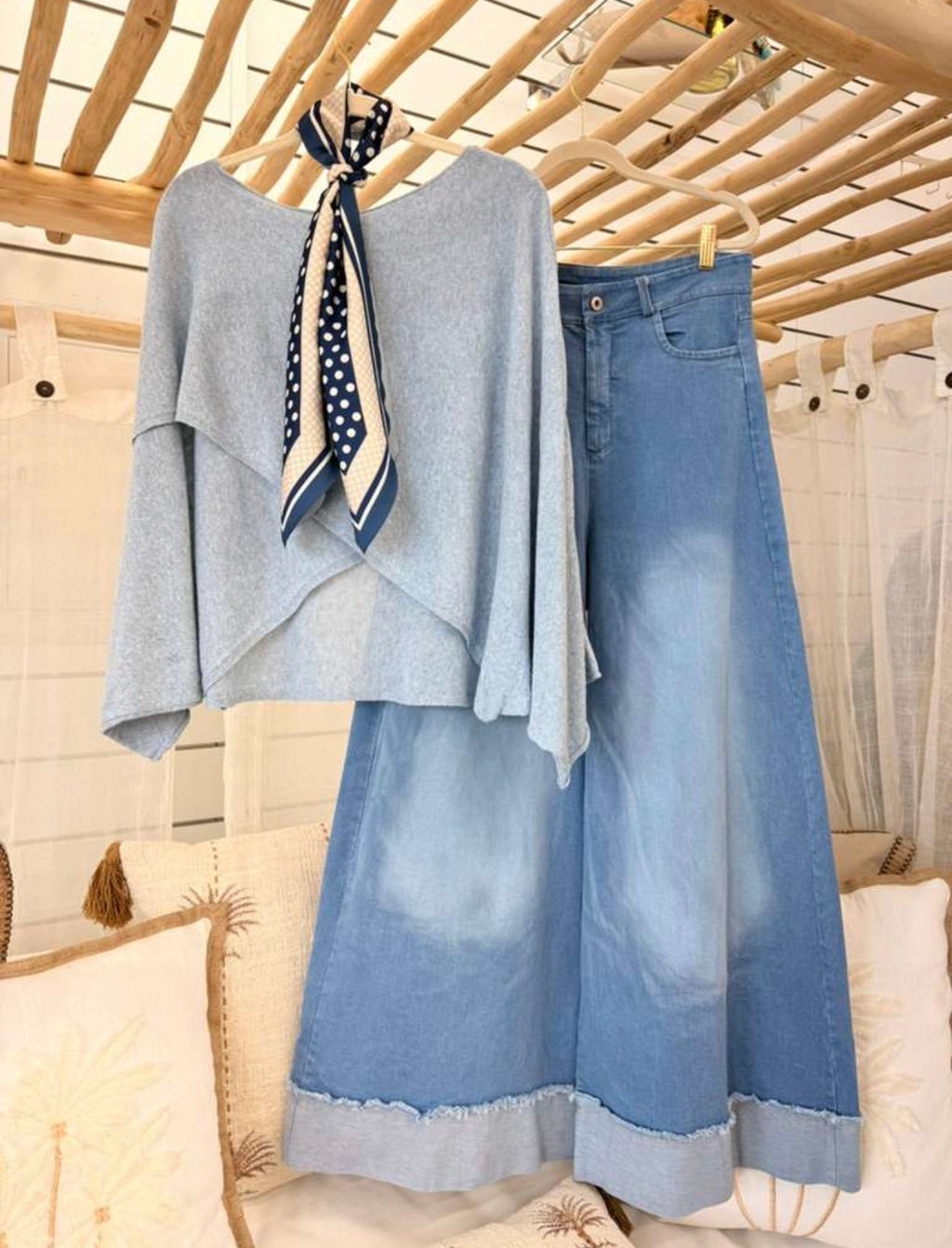 Italian Wide Flow Denim Pants