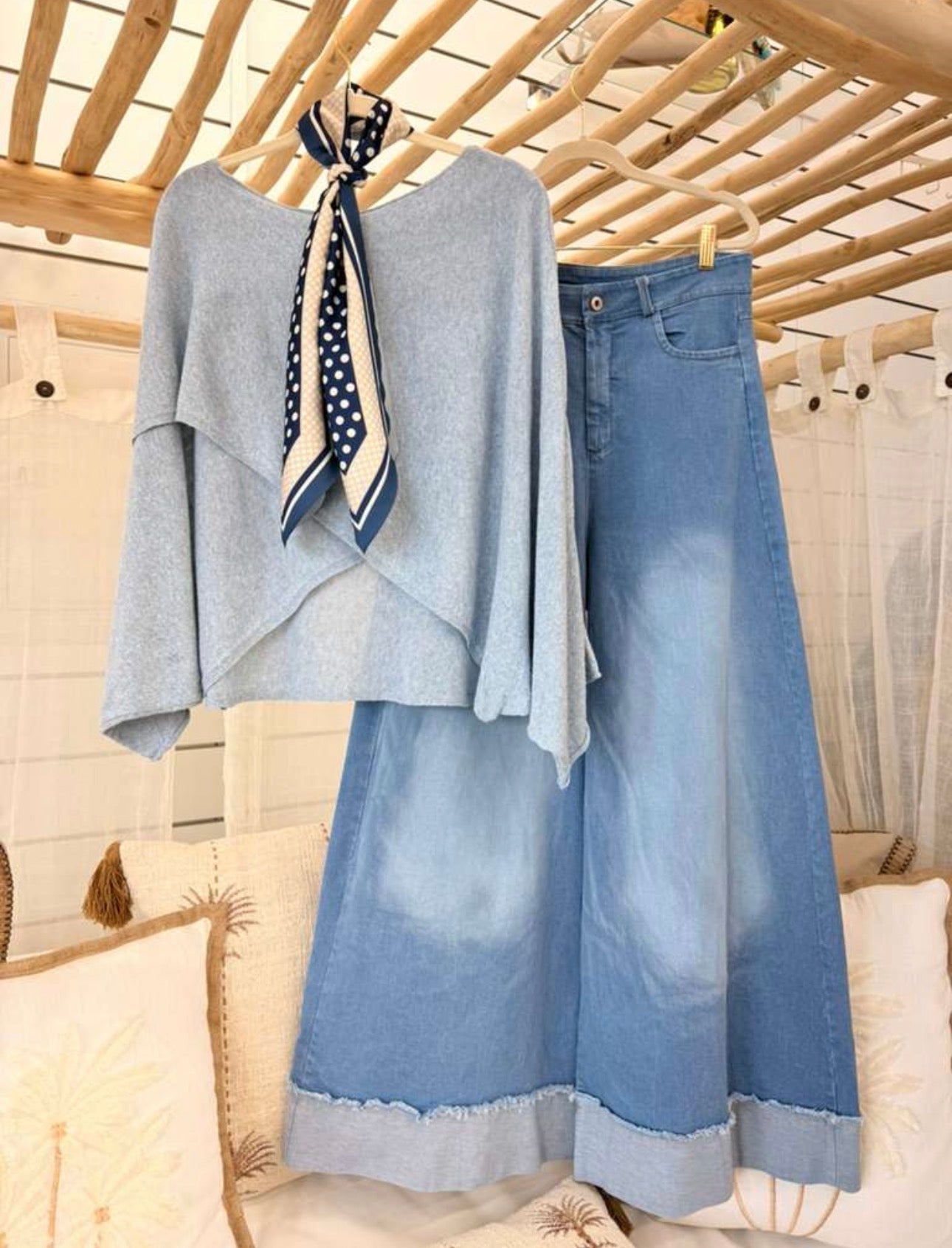 Italian Wide Flow Denim Pants