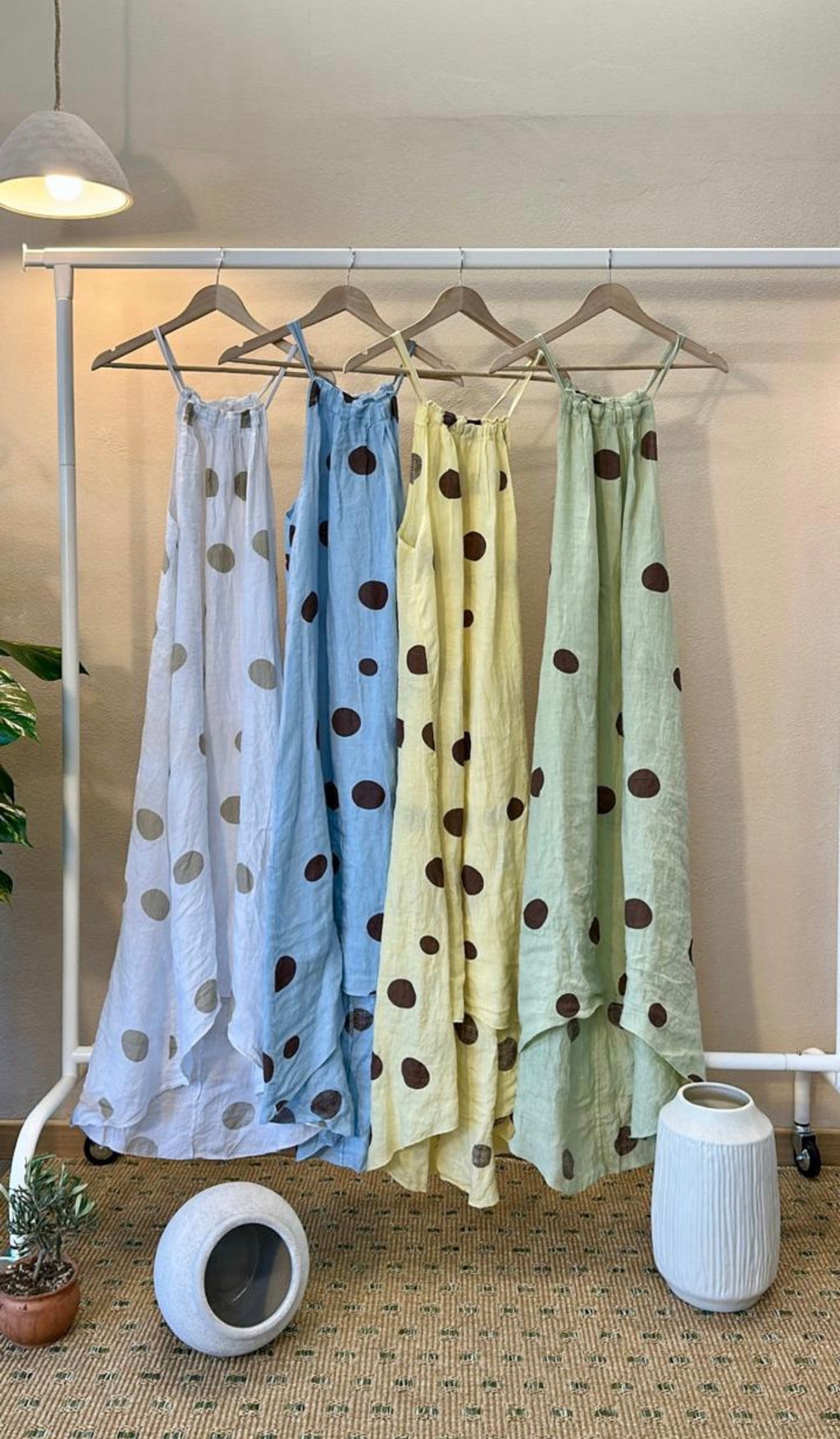 Polka dots Maxi Linen Dress