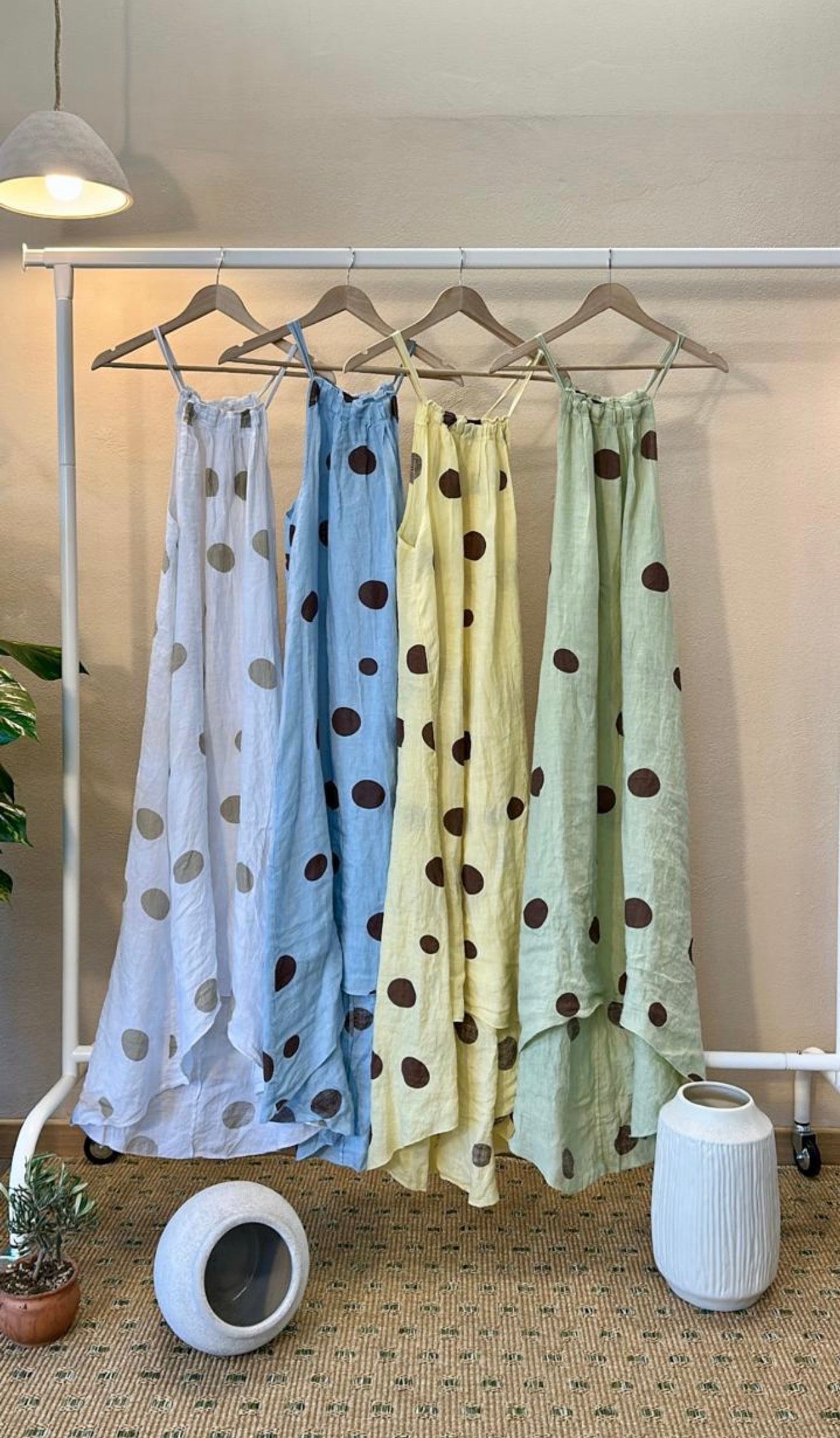 Polka dots Maxi Linen Dress