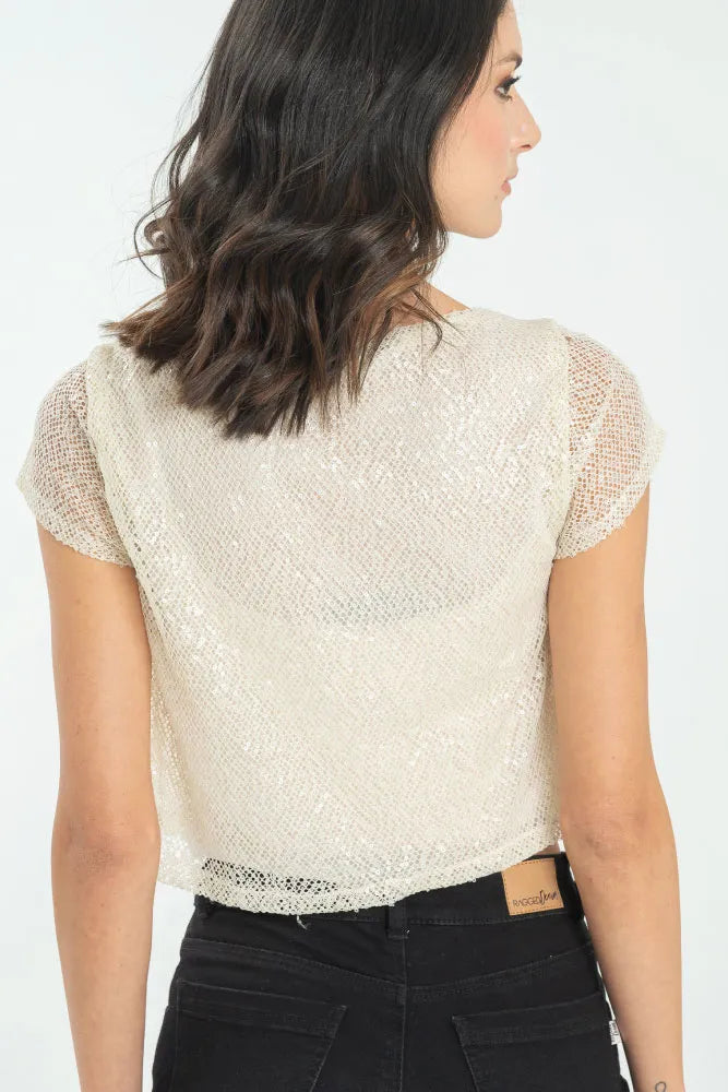 Luna Sequin Mesh Top