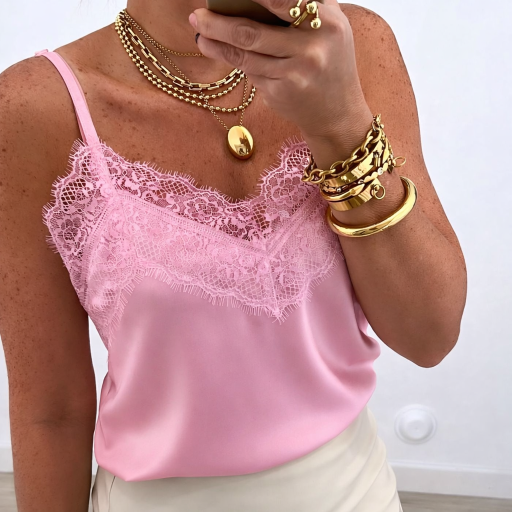 Lace Satin Top – Made in Italy 🇮🇹