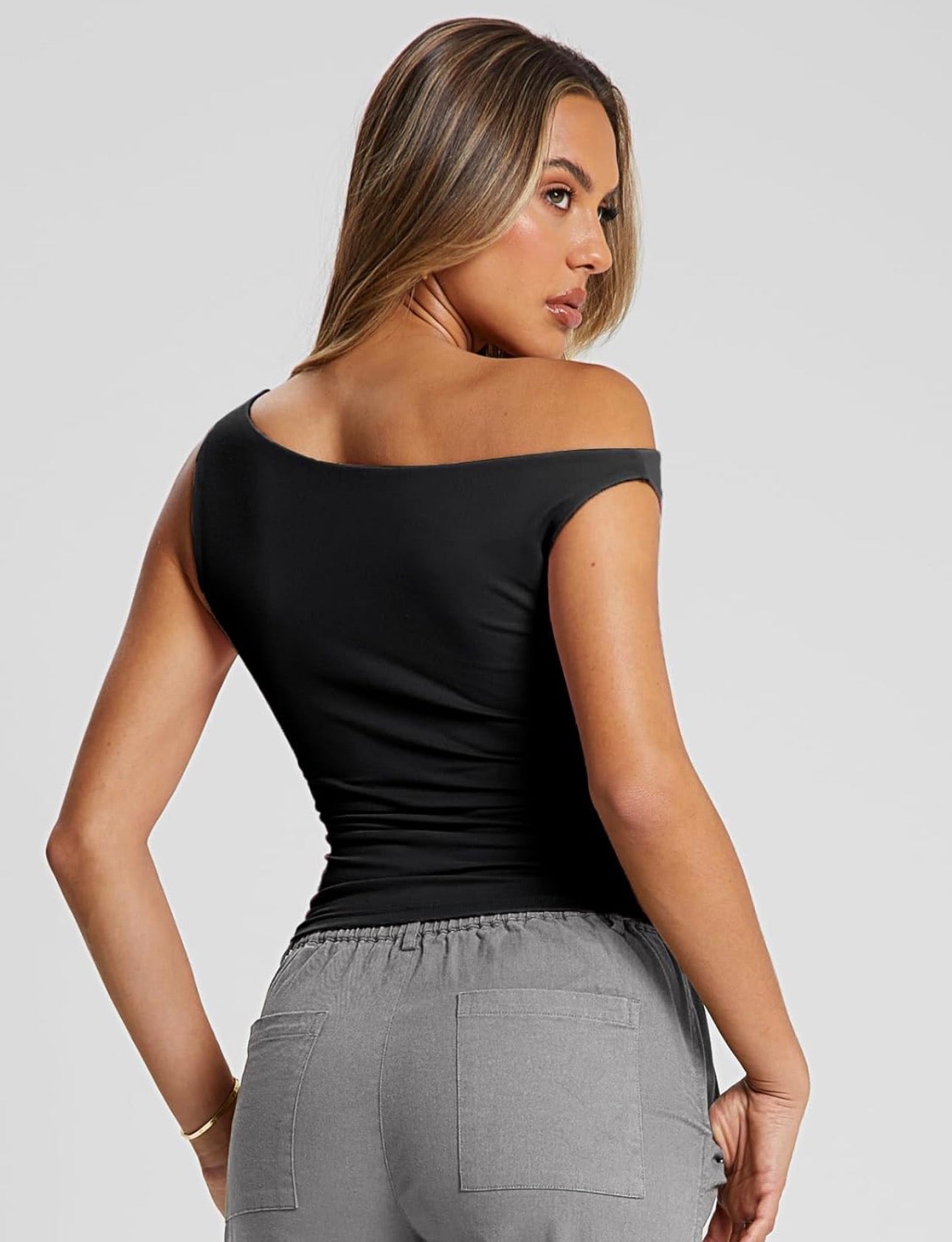 Noir One-Shoulder Top