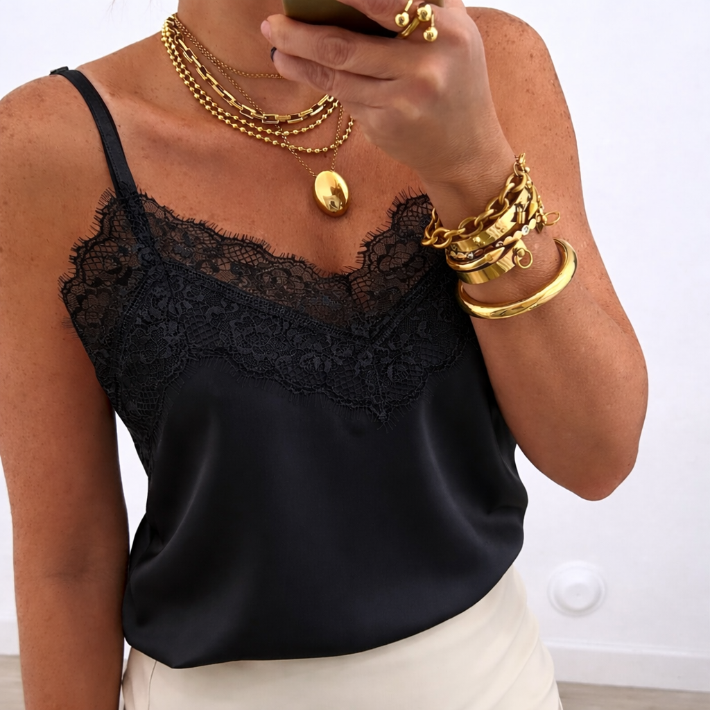 Lace Satin Top – Made in Italy 🇮🇹