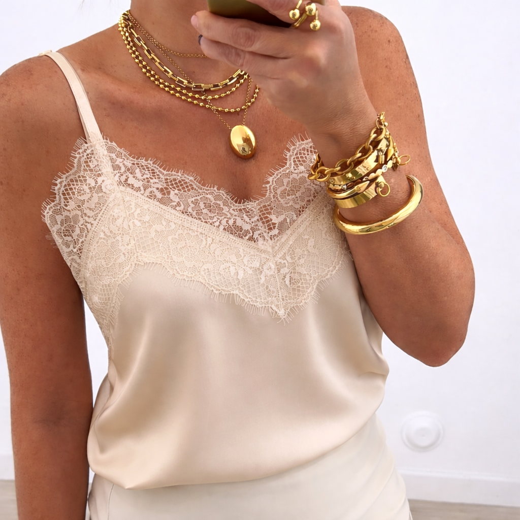 Lace Satin Top – Made in Italy 🇮🇹